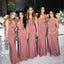 Spaghetti Straps Satin Mermaid Cheap Long Bridesmaid Dresses , BGB0016