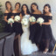 Off Shoulder A-line Black Long Custom Bridesmaid Dresses , BGB0030