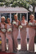 Simple Mermaid Rose Gold Jessey Cheap Long Custom Bridesmaid Dresses , BGB0038