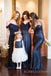 Mismatched Navy Blue Chiffon Sequins Cheap Long Custom Bridesmaid Dresses , BGB0060