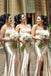 Popular Champagne Satin One Shoulder Mermaid Cheap Long Custom Bridesmaid Dresses , BGB0067