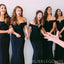 Dark Navy Blue Mermaid Off Shoulder Long Custom Bridesmaid Dresses , BGB0074