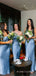 Sexy Strapless Blue Satin Mermaid Long Custom Side Slit Bridesmaid Dresses, BGB0076