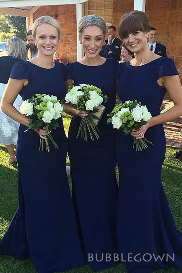 Simple Royal Blue Mermaid Long Custom Cheap Bridesmaid Dresses, BGB0084