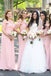 Sweetheart Pink Mermaid Long Custom Off Shoulder Bridesmaid Dresses, BGB0086