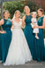 A-line Dusty Blue Long Custom Lace Bridesmaid Dresses, BGB0091