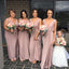 Popular V-neck Mermaid Cheap Long Custom Side Slit Bridesmaid Dresses, BGB0099