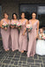 Popular V-neck Mermaid Cheap Long Custom Side Slit Bridesmaid Dresses, BGB0099