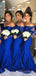 Royal Blue Appliques Mermaid Long Custom Long Sleeves Bridesmaid Dresses, BGB0120