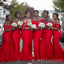 Red Satin Mermaid Straps Long Custom Bridesmaid Dresses, BGB0121