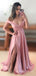 Formal Satin Off Shoulder Long Custom Side Slit Bridesmaid Dresses, BGB0126