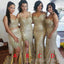 Mismatched Gold Sequins Mermaid Long Custom Bridesmaid Dresses, BGB0131