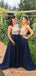 Formal Navy Blue Satin A-line Long Custom Bridesmaid Dresses, BGB0134