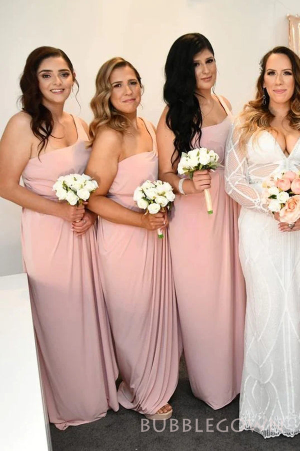 Popular One Shoulder Side Slit Long Custom Bridesmaid Dresses, BGB0151