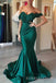 Mermaid Emerald Green Satin Sweetheart Long Custom Off Shoulder Bridesmaid Dresses, BGB0155