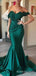 Mermaid Emerald Green Satin Sweetheart Long Custom Off Shoulder Bridesmaid Dresses, BGB0155