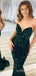 Sparkly Dark Green Sequins Mermaid Long Evening Prom Dresses, Custom Sweetheart Prom Dresses, BGS0270