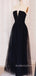 A-line Tulle Strapless V-neck Long Evening Prom Dresses, BGS0352