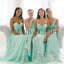 A Line Mismatched Mint Junior Simple Floor-length Bridesmaid Dresses, BG51285 - Bubble Gown