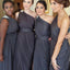 Dark Grey One Shoulder Elegant Online Long Bridesmaid Dresses, BG51343 - Bubble Gown