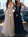 Charming Deep V Neck Sexy Applique Tulle Lace Long Prom Dresses, BG51532