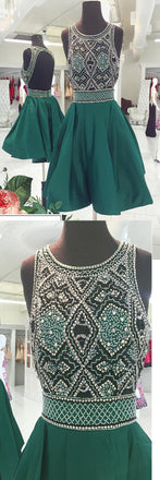 Unique Green Open Back Cheap Short Homecoming Dresses, BG51485