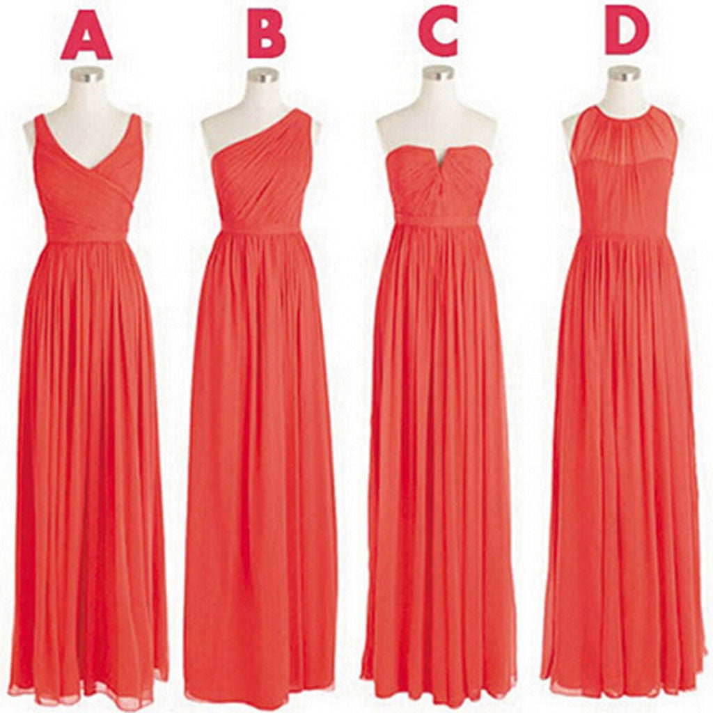 Cheap Simple Mismatched Classic Chiffon Floor-Length Bridesmaid Dresses, BG51258 - Bubble Gown