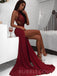 Halter Sexy Lace Side Slits A Line Long Prom Dresses, WP008