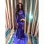 Applique Royal Blue Long Sleeves See Through Mermaid Prom Dresses, BG51183