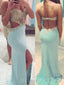 Backless Blue Sexy Mermaid Sweet Heart Long Prom Dresses, BG51150