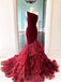 One Shoulder Mermaid Tulle Velvet Long Prom Dresses GDW111