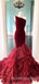 One Shoulder Mermaid Tulle Velvet Long Prom Dresses GDW111