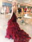 One Shoulder Mermaid Tulle Velvet Long Prom Dresses GDW111