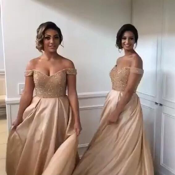 Off the Shoulder Sweetheart Long Wedding Bridesmaid Dresses, BG51520