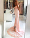 Blush Pink Halter Mermaid Sexy Lace Long Bridesmaid Dresses, BG51550 - Bubble Gown