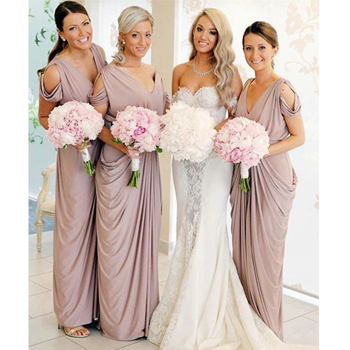 Cheap Jersey Elegant Formal Wedding Party Guest Long Bridesmaid Dresses, BG51642 - Bubble Gown