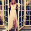 Charming White Long Lace V Neck Side Split Long Prom Dresses, BG51240 - Bubble Gown