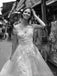 Champagne A-line Tulle Appliques Long Wedding Dresses, Custom Wedding Dress, BGS0154