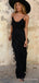 Unique Black Chiffon Long Evening Prom Dresses, Custom Spaghetti Straps Prom Dresses, BGS0233