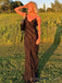 Unique Black Chiffon Long Evening Prom Dresses, Custom Spaghetti Straps Prom Dresses, BGS0233
