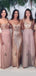 Gold Sequin Mermaid Long Bridesmaid Dresses , BN1029