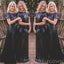 Black Sequin Column/Sheath Long Bridesmaid Dresses , BN1039