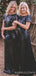 Black Sequin Column/Sheath Long Bridesmaid Dresses , BN1039