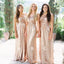 A-line Gold Sequin Long Bridesmaid Dresses , BN1054