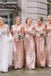 A-line Gold Sequin V-neck Long Bridesmaid Dresses , BN1067