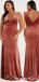 Sheath/Column Copper Velvet Long Bridesmaid Dresses, BN1091