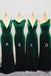 Dark Green Velvet Mermaid Long Bridesmaid Dresses, BN1101