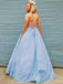 Sex A-Line Blue Backless Long Evening Prom Dresses, MR7063