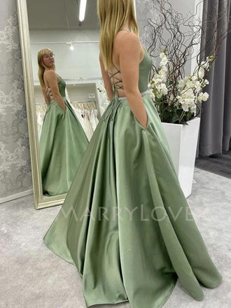 A-Line Backless Long Evening Cheap Party Prom Dresses, Simple Prom Dresses, Cheap Prom Dresses,MR7083