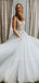 V neck Tulle wathet blue  Lace A-line Long Evening Prom Dresses, Cheap Prom Dress, MR7217